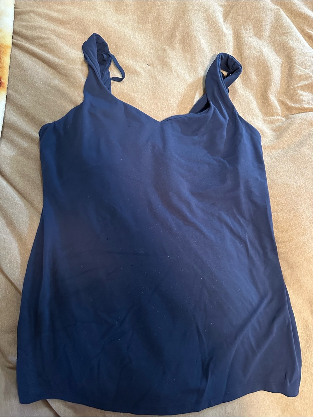 Moma Navy Blue Sleeveless Top with Twisted Straps